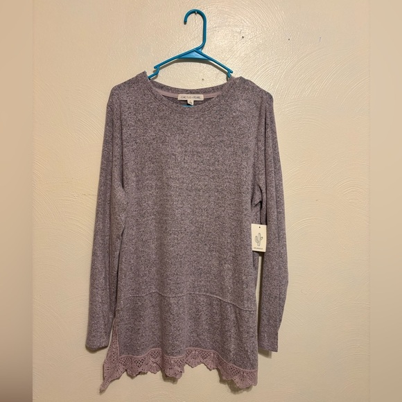 Lavender Lace Hem Women's Sweatshirt - Picture 1 of 8